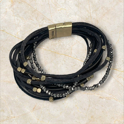 Lonna Lily Gold Tone Flex Bracelet Faux Leather Fashion Elegant Chic Stylish NEW