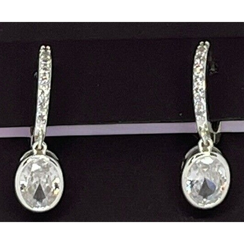 Anne Klein Silver Tone CZ Drop Earrings Fashion Stylish Shiny Stunning Elegant