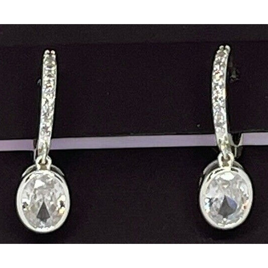 Anne Klein Silver Tone CZ Drop Earrings Fashion Stylish Shiny Stunning Elegant