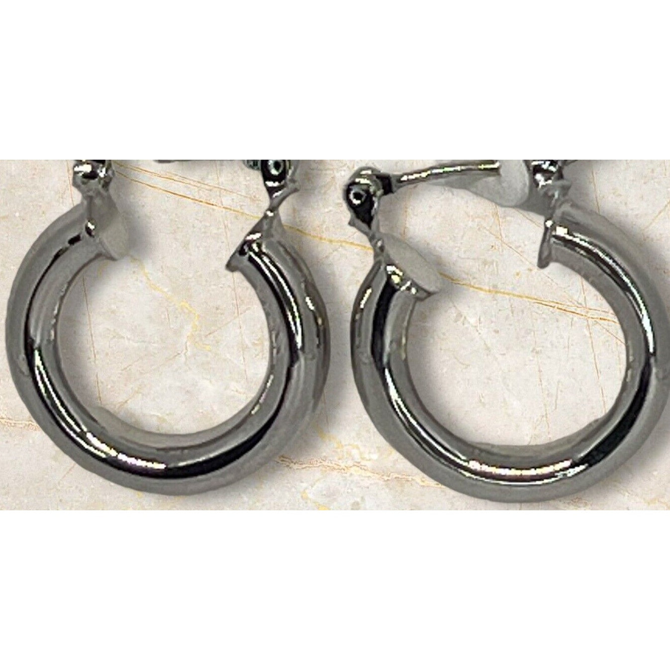 Rhodium Plated Hoop Earrings Shiny Stylish Fashion Chic Trendy Elegant Stunning