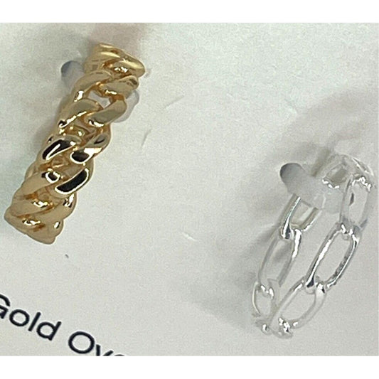 18K Gold Plated Chain Band Ring (2pc Set) Sz 7 Trendy Fashion Stylish Chic NWT