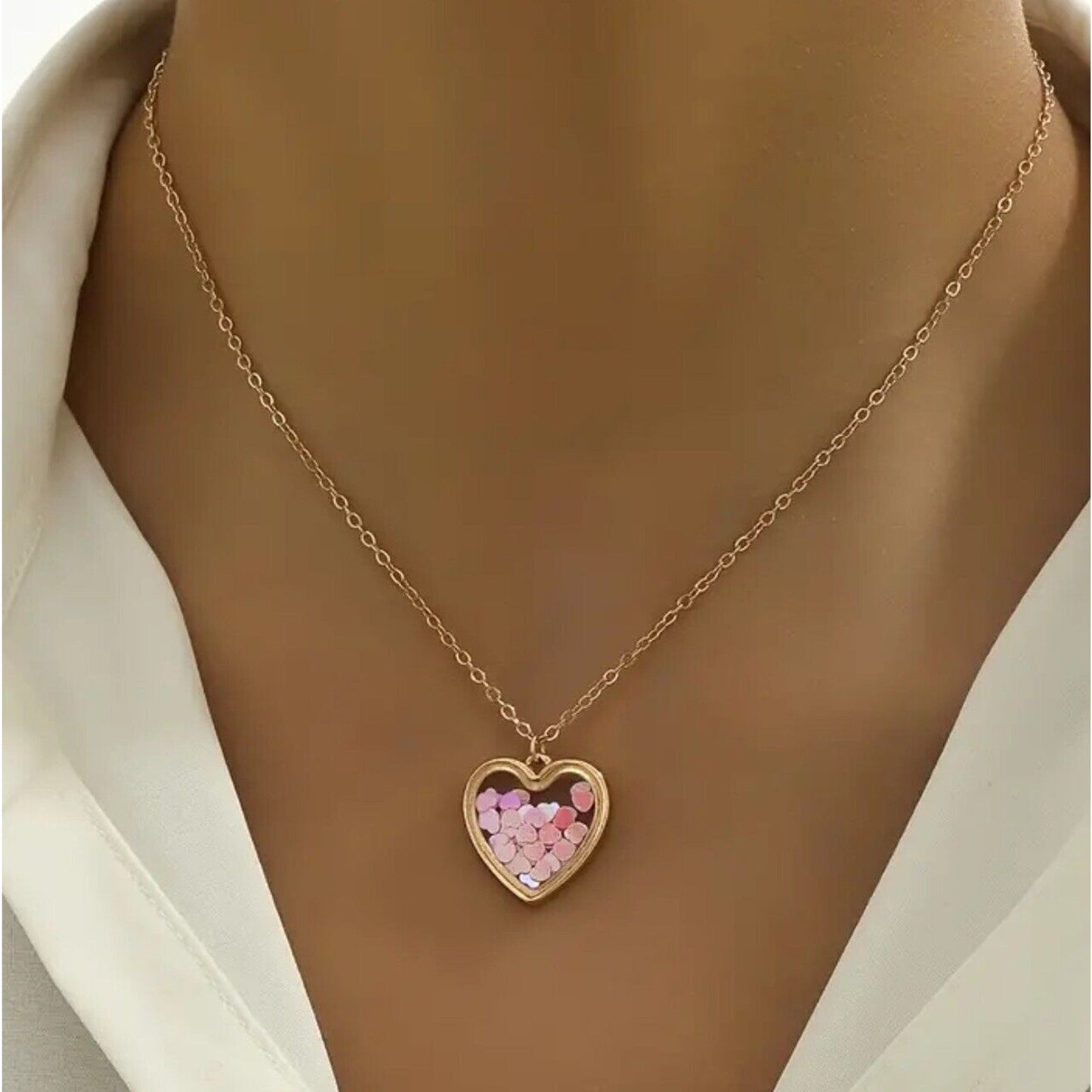 18K Gold Plate 'Heart Full Of Love' Pendant Necklace Chic Stylish Trendy Fashion