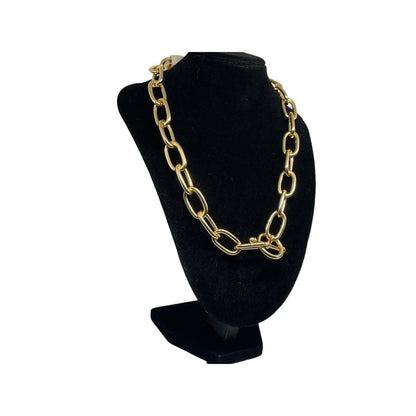 18K Gold Plated Wide Chain Necklace Statement Chic Trendy Fashion Stunning Bling