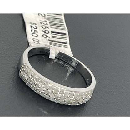 Natural Pave Diamond (1/2 ct) Sterling Silver Ring (Sz 7) Luxury Chic Trendy NWT