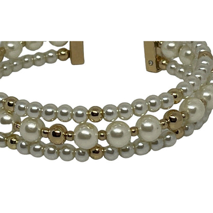 Anne Klein Gold Tone Faux Pearl Cuff Bracelet Chic Statement Trendy Fashion NWT