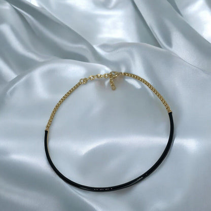 Gold Tone Enamel Chain Collar Necklace Choker Stylish Stunning Shiny Elegant NWT