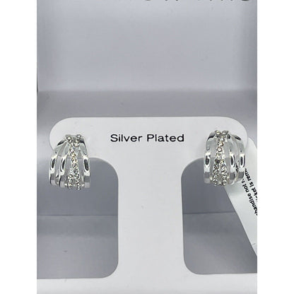 Silver Plated Crystal Twist Earrings Stunning Stylish Intricate Fashion Elegant