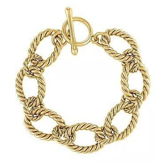 Oma Tha Label 18K Gold Plated Rope Bracelet Handmade Textured Trendy Thick NWT