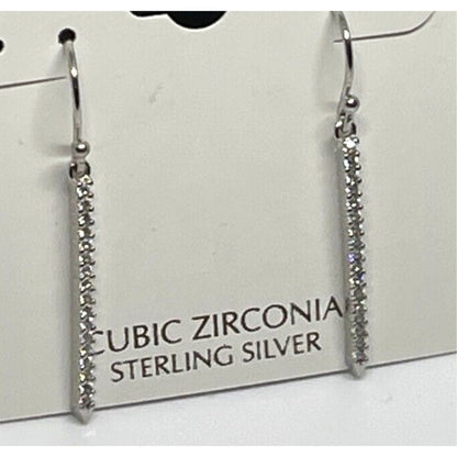 Sterling Silver Textured CZ Drop Earrings Chic Stylish Fashion Elegant Cocktail