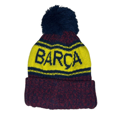 Barca FC Barcelona Beanie Hat Embroidered Badge Knit Yellow Futbol Soccer NWT