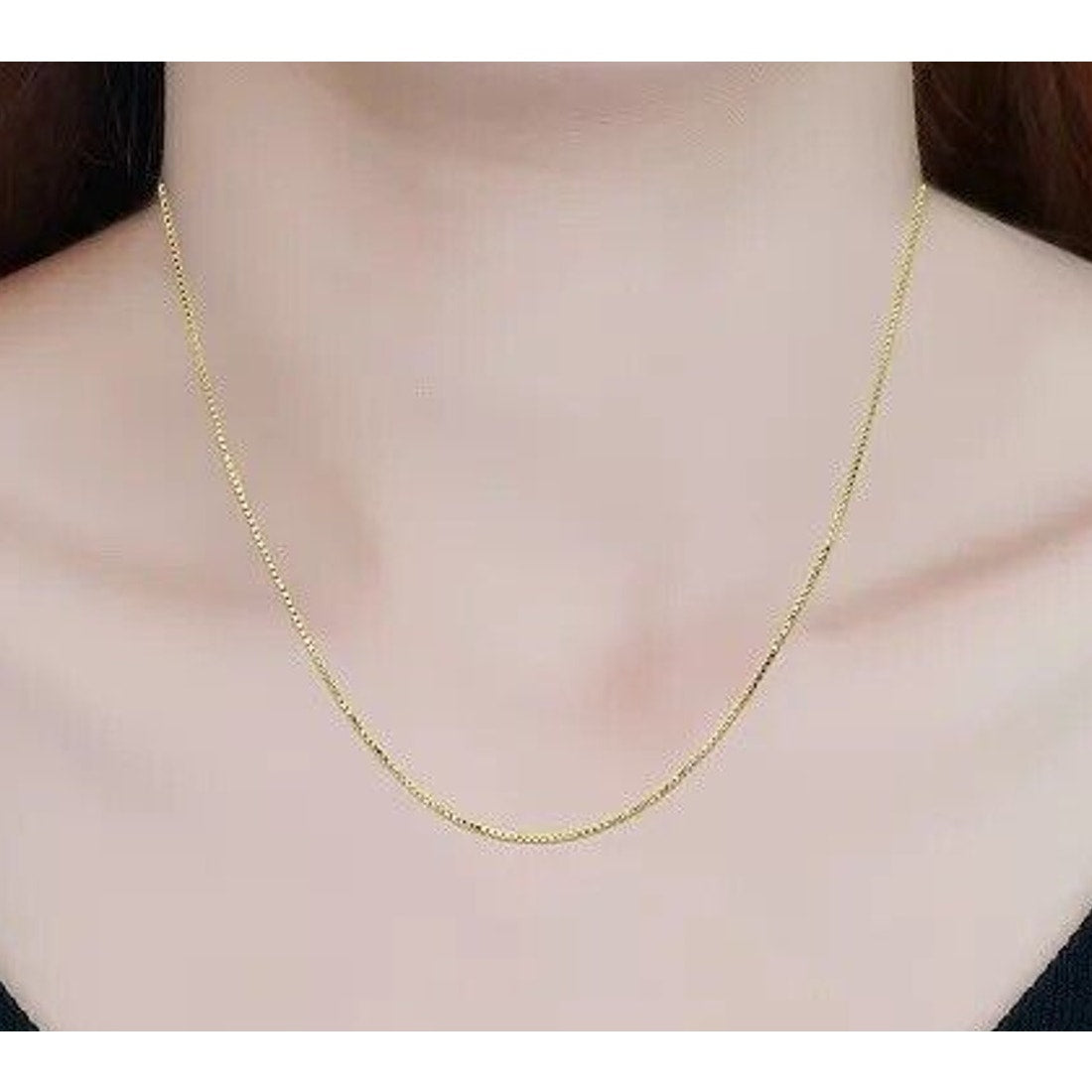 18K Gold Vermeil Box Chain Necklace 22" Dainty Minimal Chic Stylish Fashion NWT