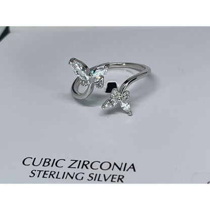 Sterling Silver Butterfly Open Band Ring (Sz 7) Stunning Chic Style Elegant NWT