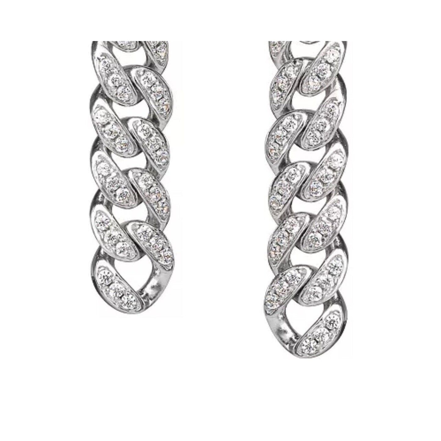 Sterling Silver Chain CZ Drop Earrings Stunning Style Fashion Trendy Elegant New