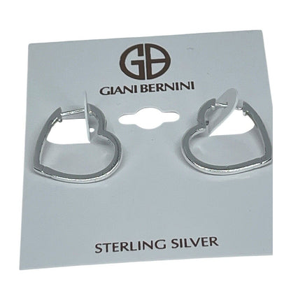 Sterling Silver Heart Hoop Earrings Chic Trendy Fashion Stylish Minimal NWT Vday