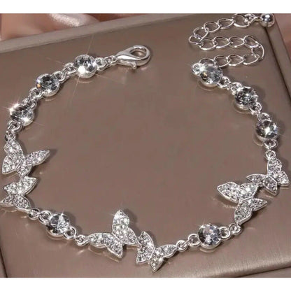 Silver Tone Crystal Butterfly Bracelet Fashion Stylish Chic Stunning Elegant NWT