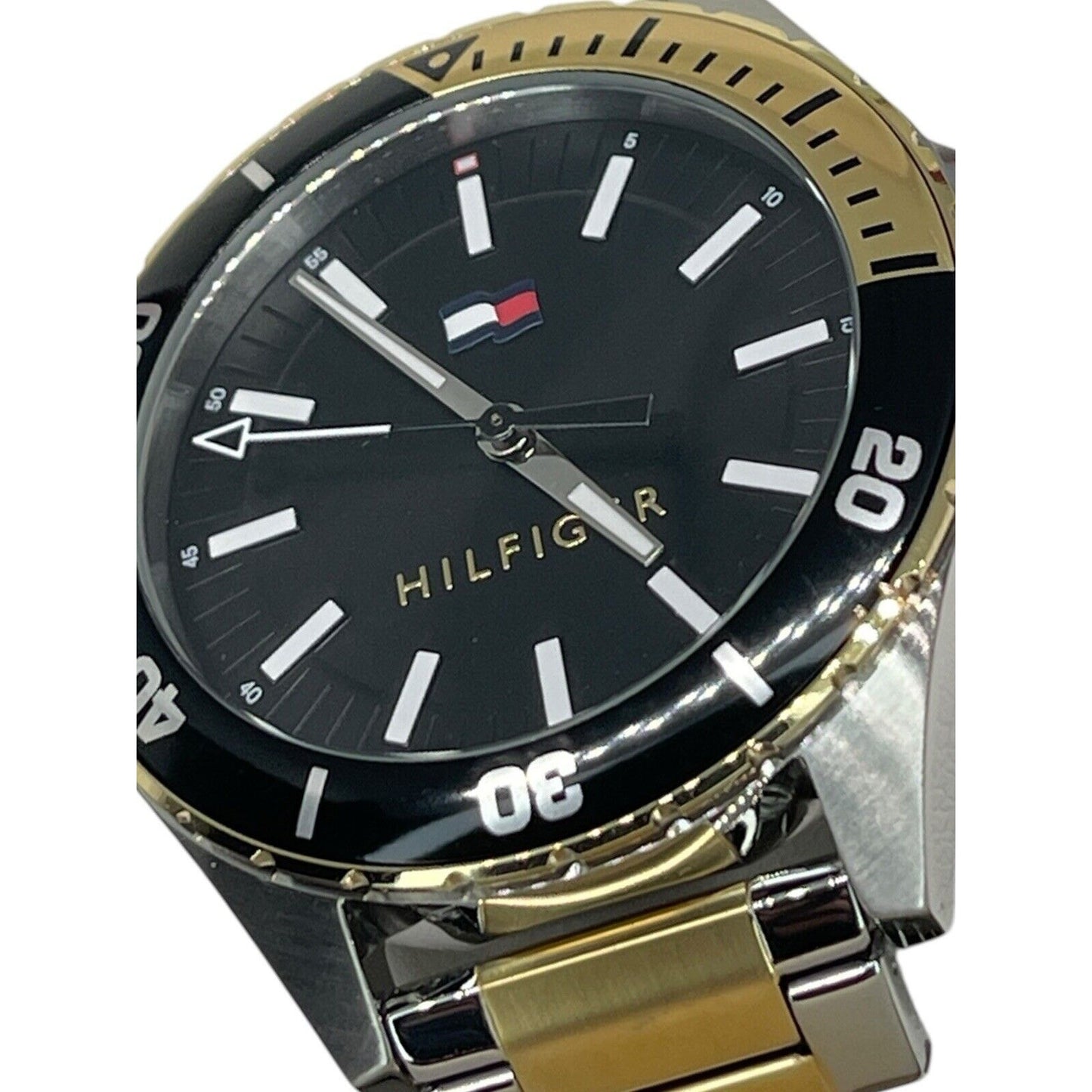 Tommy Hilfiger Two Tone Stainless Steel Bracelet Watch 43mm Sleek Men’s Fashion