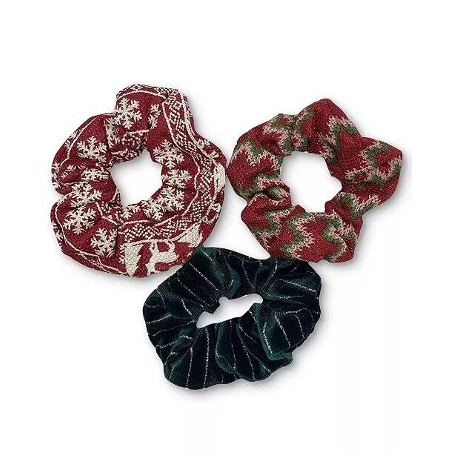 Silk Velvet Xmas Scrunchie 3pc Set Hair Fashion Style Christmas Holidays NWT