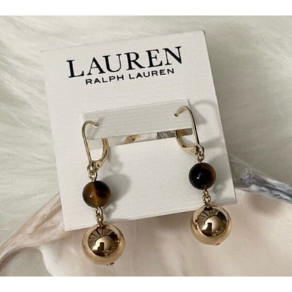 Ralph Lauren Gold Tone Tortoise Drop Earrings Elegant Stunning Style Fashion NWT