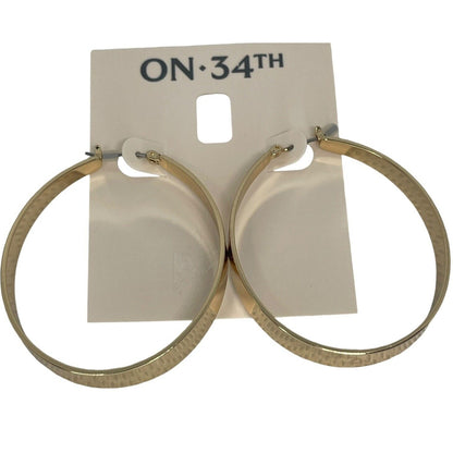 Gold Tone Oval Hoop Earrings Fashion Stylish Chic Trendy Cocktail Statement NWT