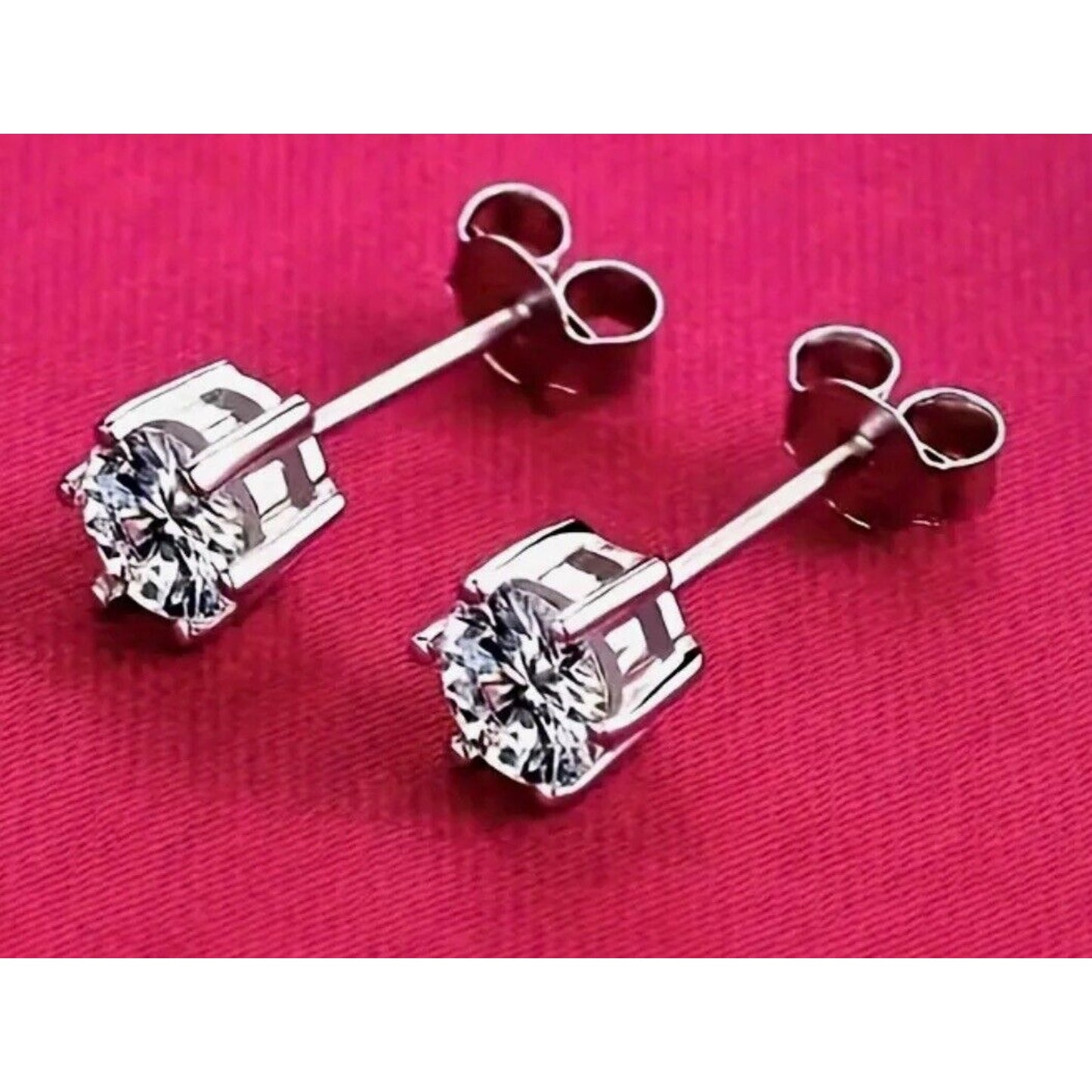 Moissanite Sterling Silver Solitaire Stud Earrings (.84 ct) Stunning Chic Trendy