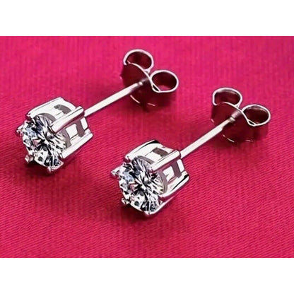 Moissanite Sterling Silver Solitaire Stud Earrings (.84 ct) Stunning Chic Trendy