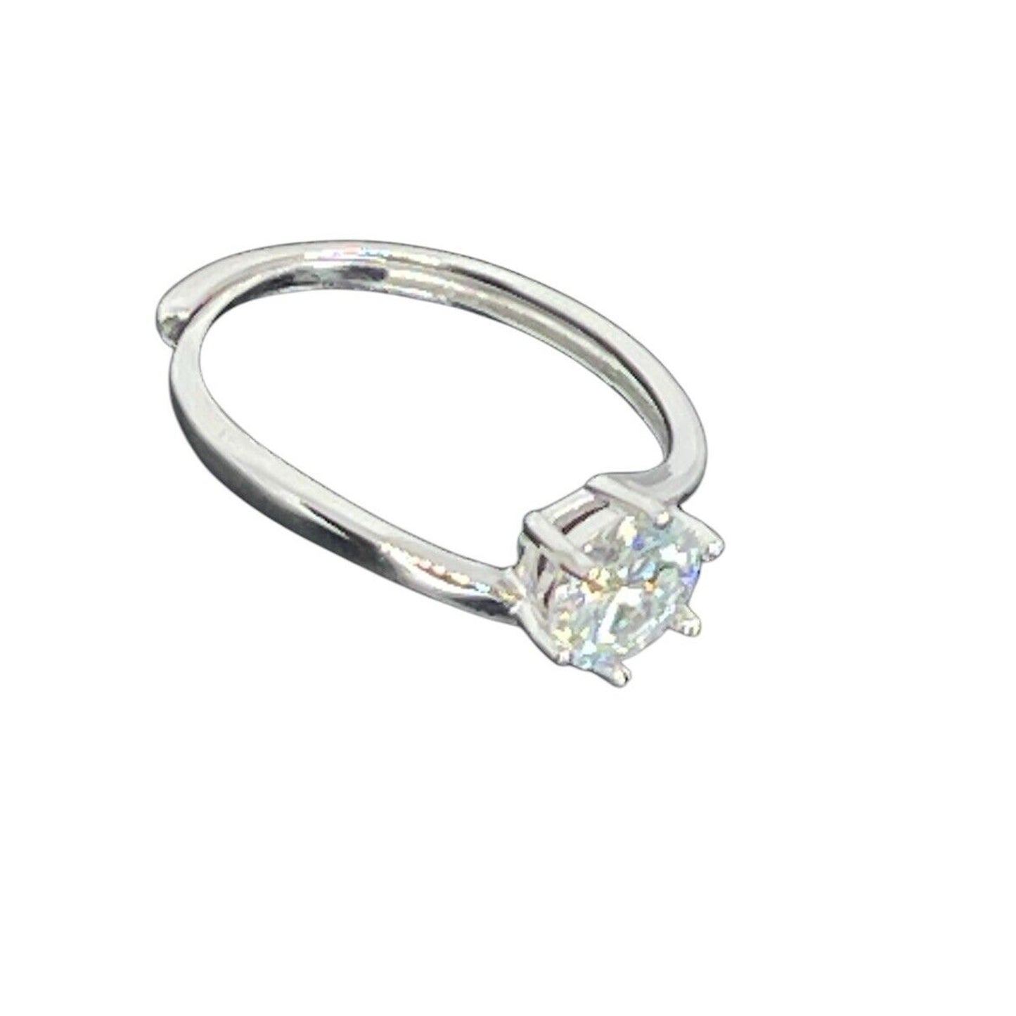 Moissanite (1 Carat) Sterling Silver Engagement Ring Promise (GRA Certified)