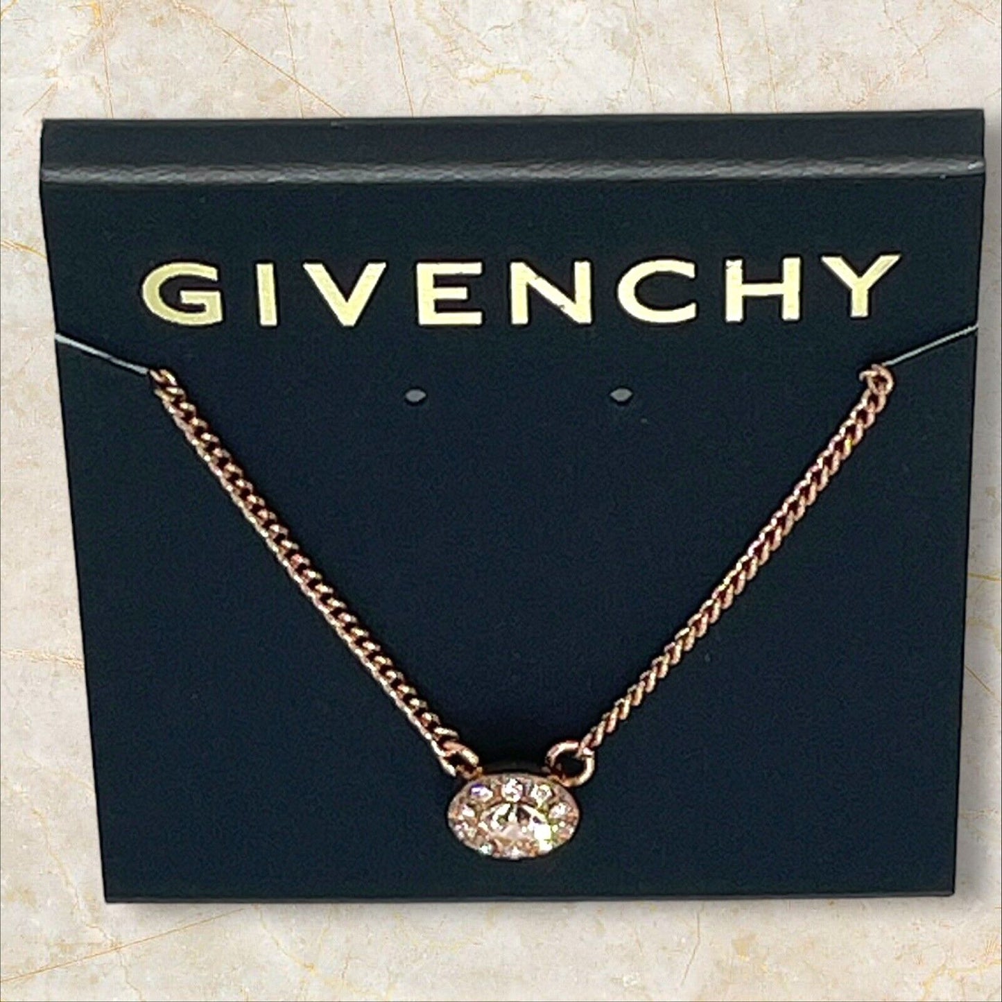 Givenchy Rose Gold Plated CZ Necklace Luxury Designer Cuban Chain Fashion Trendy