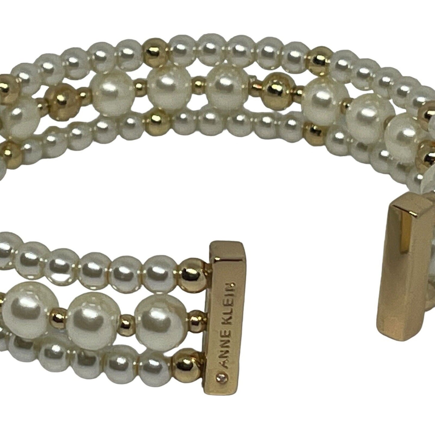 Anne Klein Gold Tone Faux Pearl Cuff Bracelet Chic Statement Trendy Fashion NWT