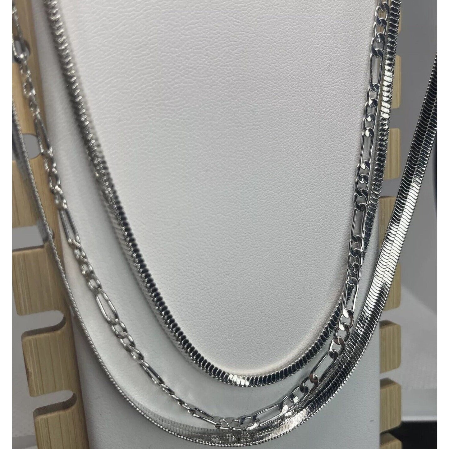 Silver Tone Layered Chain Necklace Trendy Fashion Shiny Statement Stylish NWT