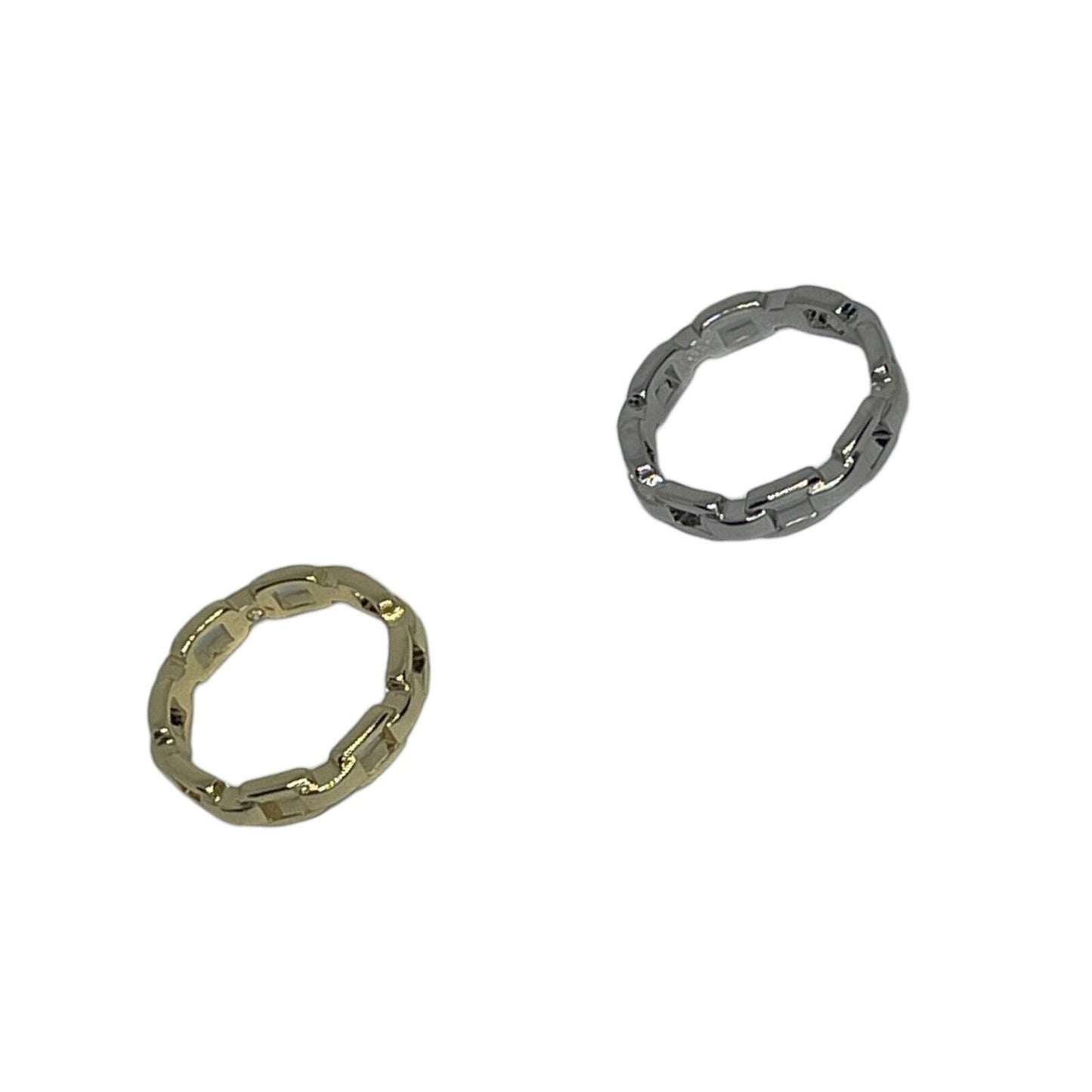 Gold Plated Chain Link Ring Sz 5 (2pc Set) Chic Stylish Fashion Trendy Cocktail