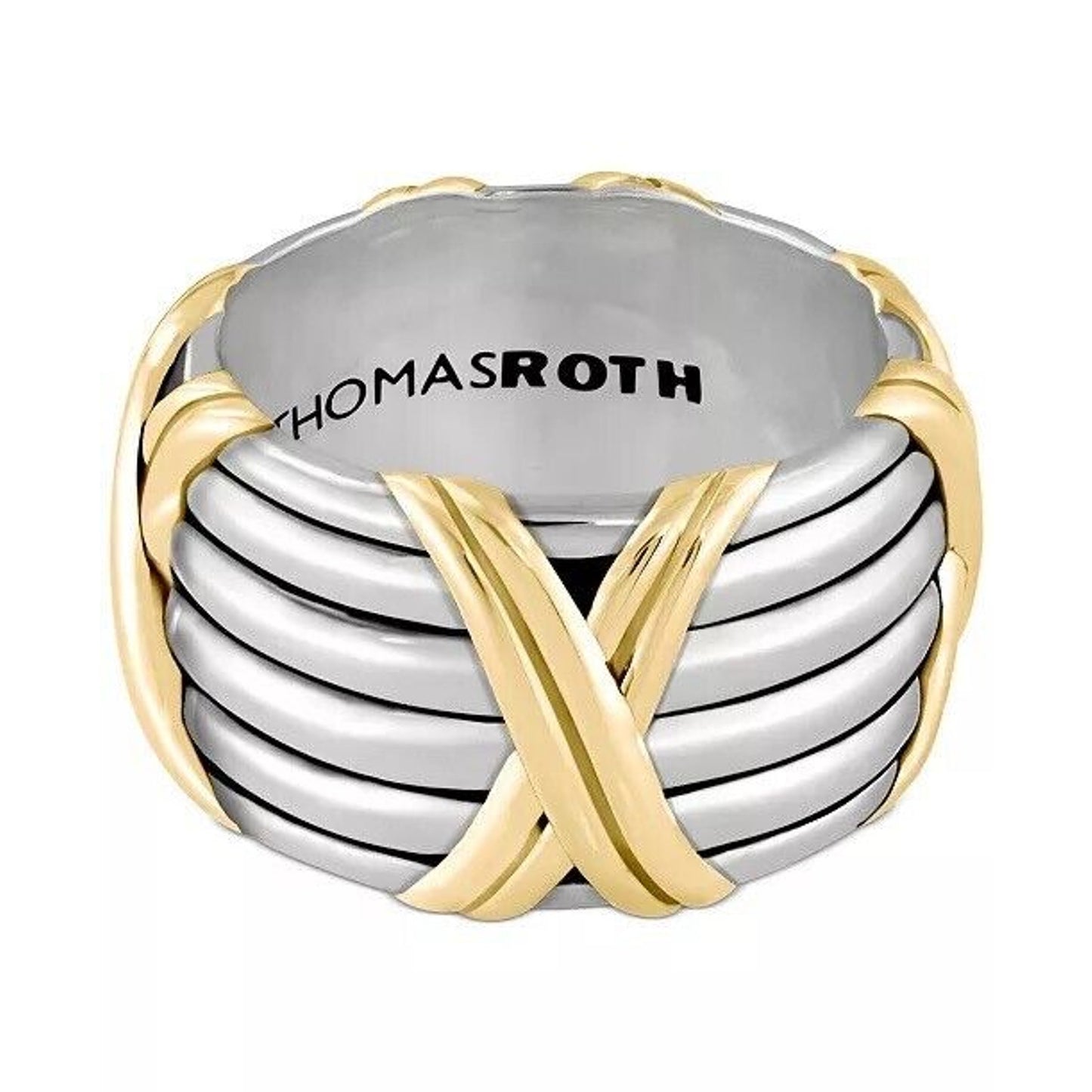 Peter Thomas Roth Two Tone Wide Band Ring Sz 6 Luxury 18K Gold Vermeil Designer