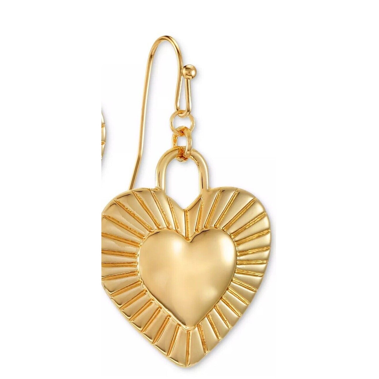 Gold Tone Double Heart Earrings Fashion Style Chic Shiny Party Cocktail Elegant