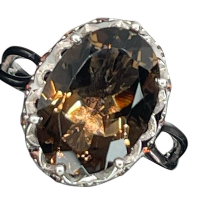 LUXY Gems Natural Smoky Quartz Sterling Silver Ring (5 ct) Luxury Fashion (Sz 7)