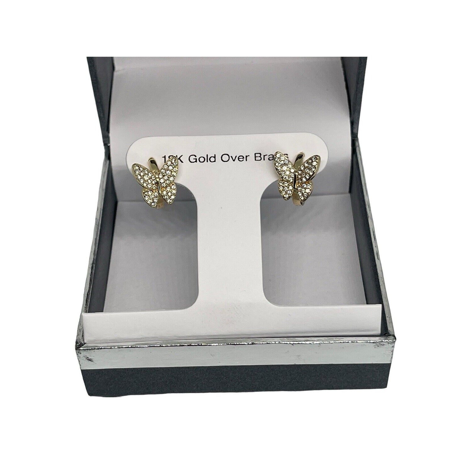 18K Gold Plate Butterfly Earrings Chic Stylish Fashion Intricate Stunning NWT