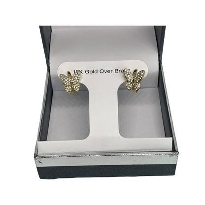 18K Gold Plate Butterfly Earrings Chic Stylish Fashion Intricate Stunning NWT