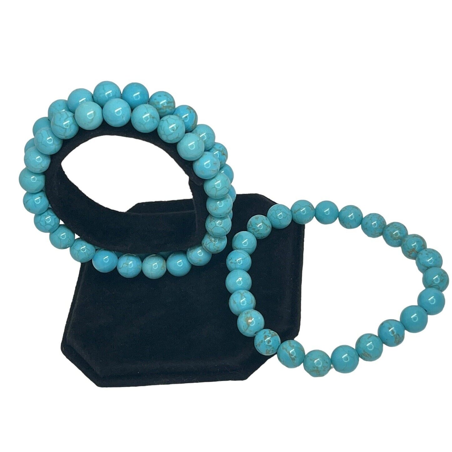 Faux Turquoise Bead Bracelet (3pc Set) Stacking Stylish Chic Trendy Fashion NWT