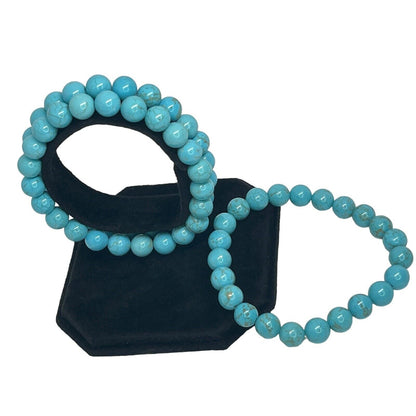 Faux Turquoise Bead Bracelet (3pc Set) Stacking Stylish Chic Trendy Fashion NWT