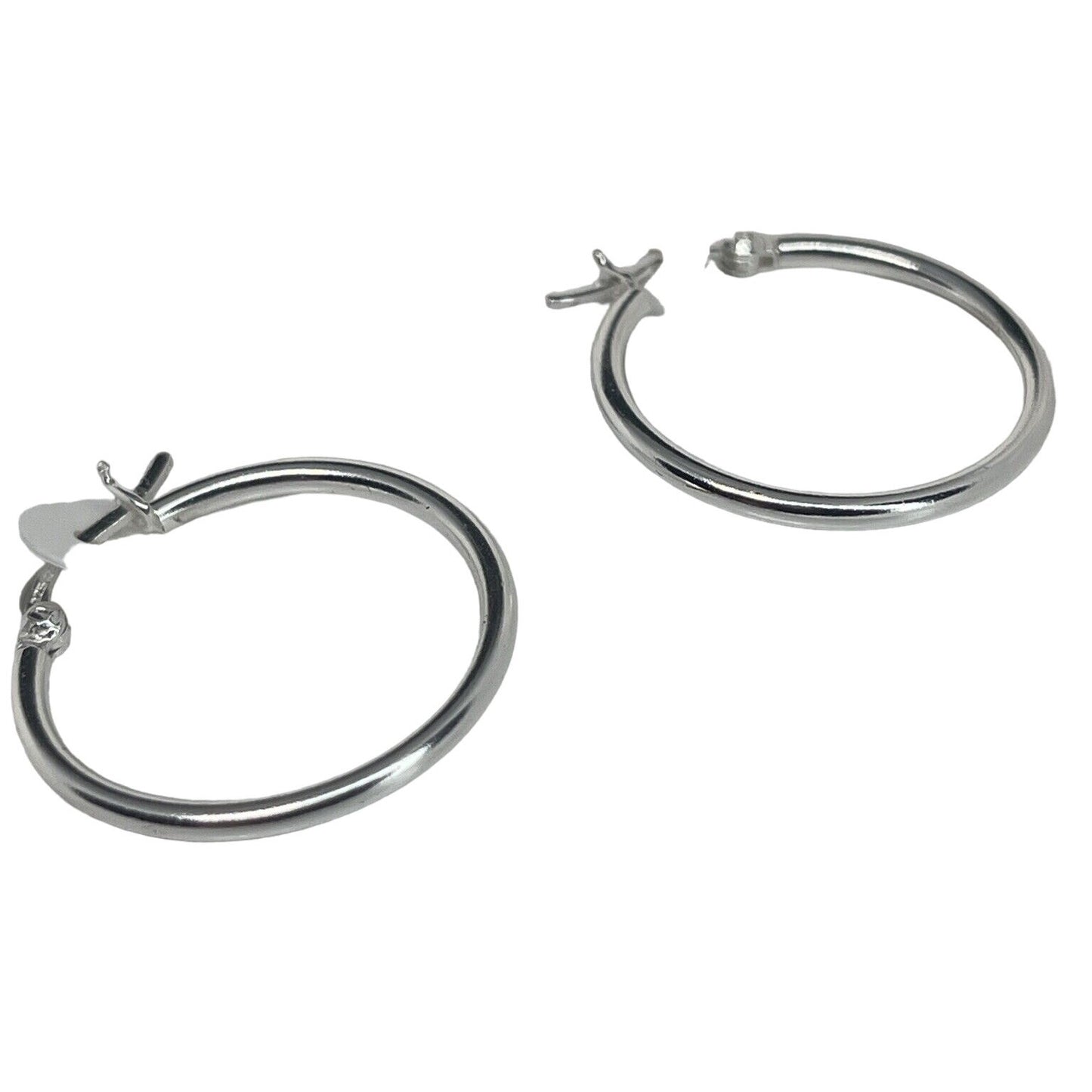 Sterling Silver Medium Hoop Earrings Chic Stylish Fashion Trendy Everyday Wear