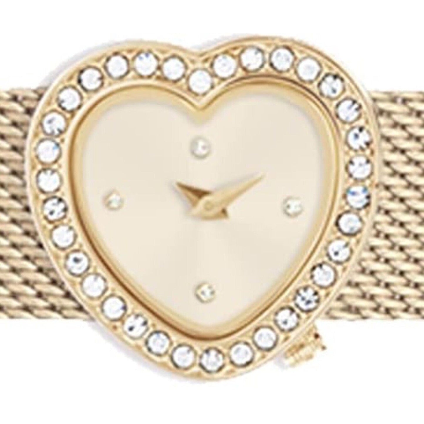 Gold Tone Crystal Heart Watch (2pc Band Set) Chic Elegant Fashion Stylish Vday