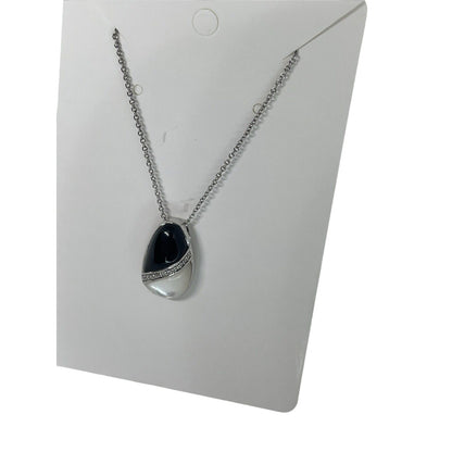 Onyx (2 cts.) Diamond Accent Sterling Silver Necklace Mother Of Pearl Luxury NWT