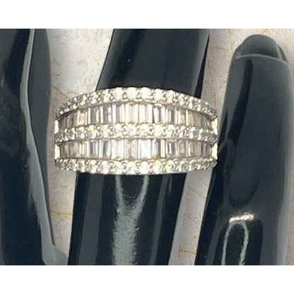 Sterling Silver Baguette CZ Ring (Sz 6) Stunning Trendy Fashion Elegant Chic NWT