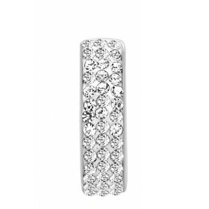 Silver Tone Hoop Earrings Set Women's Chic Crystal Elegant Trendy Fashion NWT