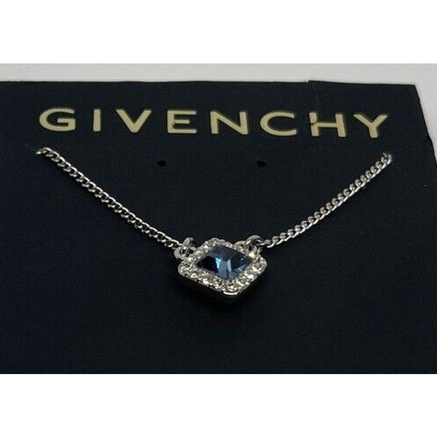 Givenchy Silver Plated CZ Necklace Luxury Chic Designer Fashion Style Trendy NWT