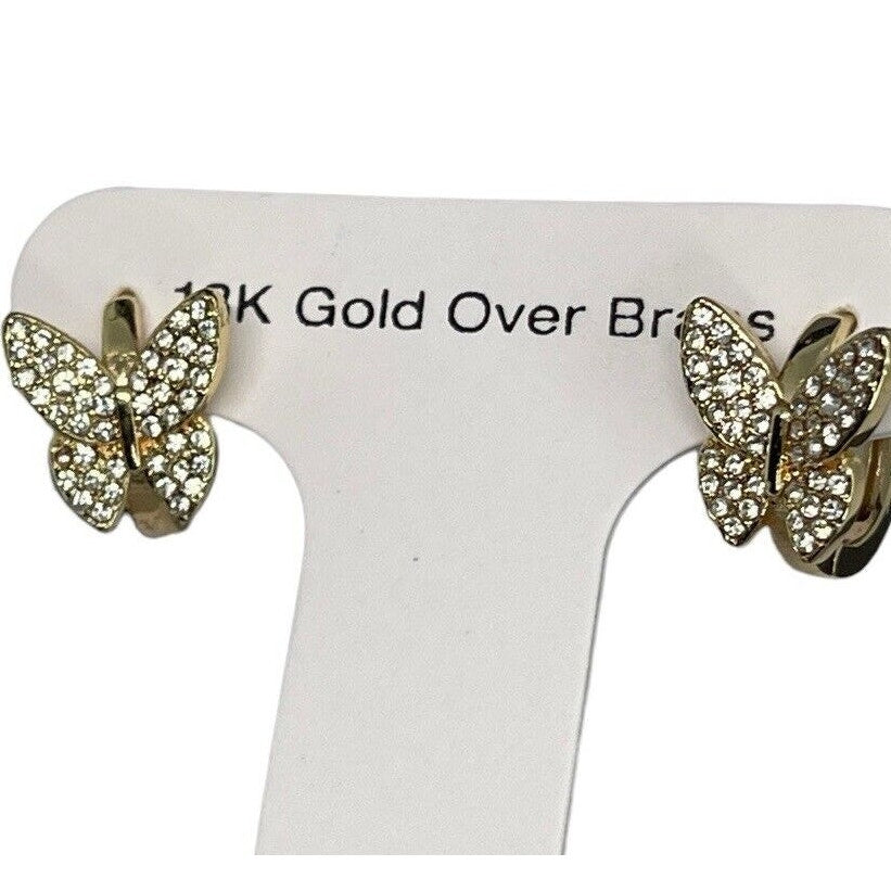 18K Gold Plate Butterfly Earrings Chic Stylish Fashion Intricate Stunning NWT