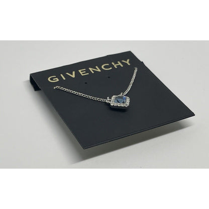 Givenchy Silver Plated CZ Necklace Luxury Chic Designer Fashion Style Trendy NWT