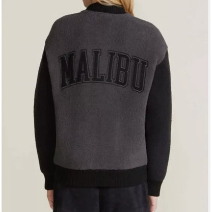 Barefoot Dreams Malibu Varsity Jacket CozyChic Coat Black (Sz S) Luxury Fashion