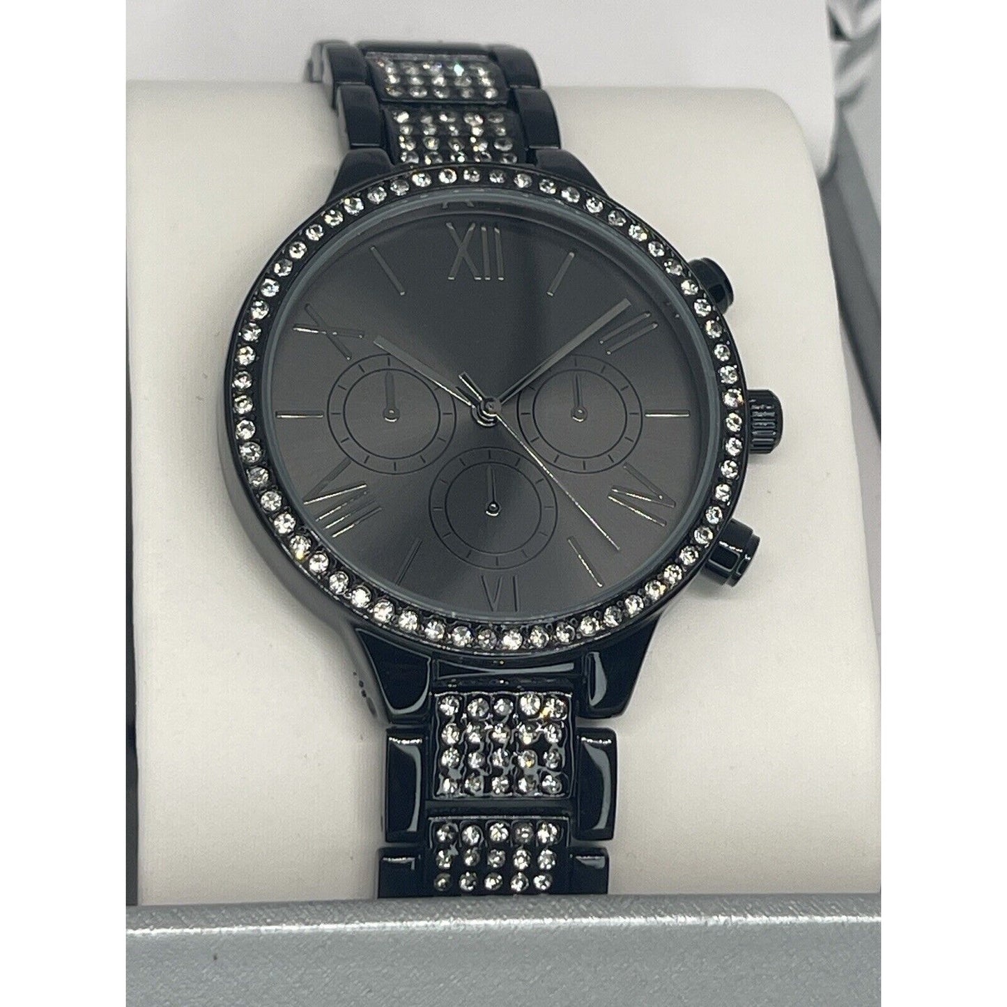 Black Tone Crystal Bracelet Watch Women's Stunning Style Trendy Fashion NWT Vday