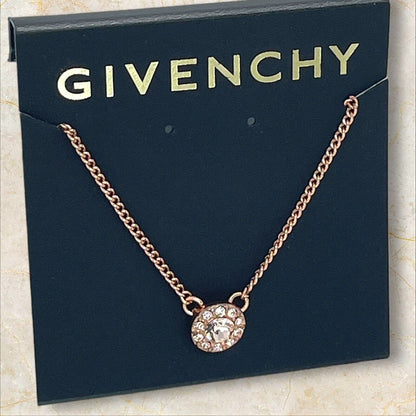 Givenchy Rose Gold Plated CZ Necklace Luxury Designer Cuban Chain Fashion Trendy