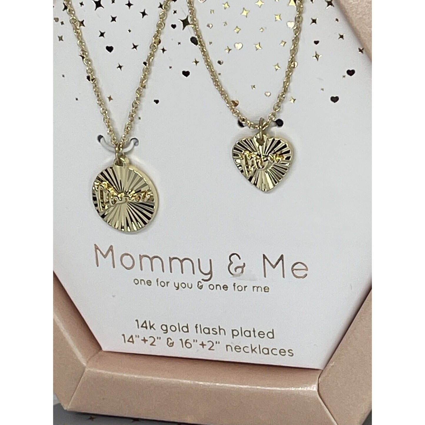 Unwritten 14K Gold Plated Mom Daughter Necklace (2pc Set) Heart Charm Chic Style