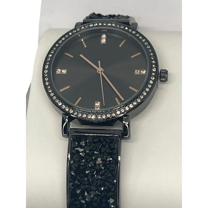 Black Tone Crystal Watch Druzy Stone Women's Trendy Fashion Stunning Style Vday